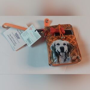 GOLDEN Dog Wristlet WALLET with Bone Charm